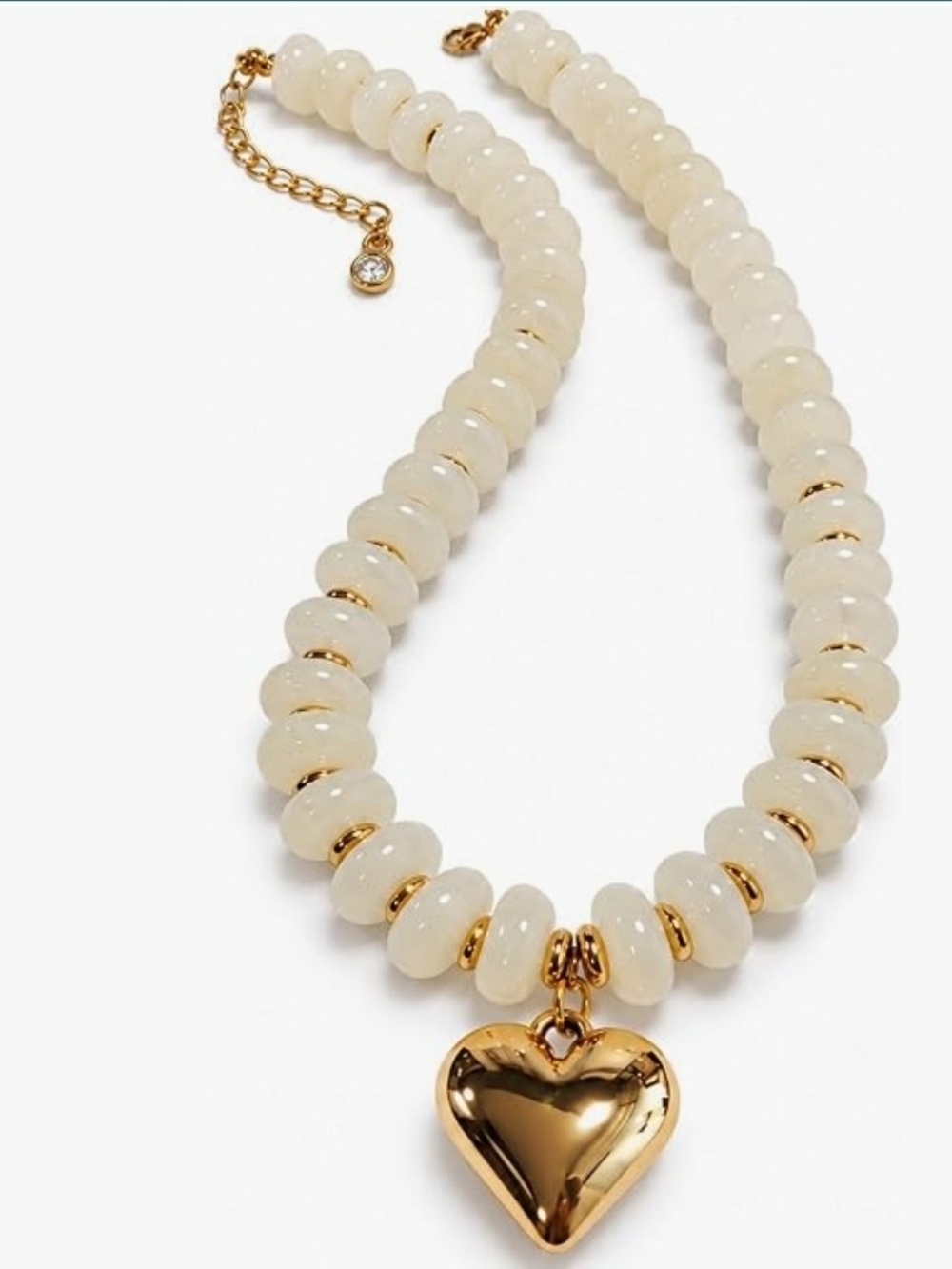 Gold Heart Pendant Beaded Necklace